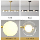 Axyaa Nordic White Glass Ball Chandelier - LED Pendant Lamp with Multiple Heads