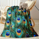 Axyaa Peacock Feather Pattern Flannel Blanket: Soft, Warm & All Season