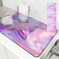 Axyaa Abstract Kitchen Drying Mat Set - Heat Resistant Non-slip Drain Pad for Counters
