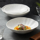 Axyaa White Ceramic Molecular Cuisine Salad Plate for Restaurant Tableware