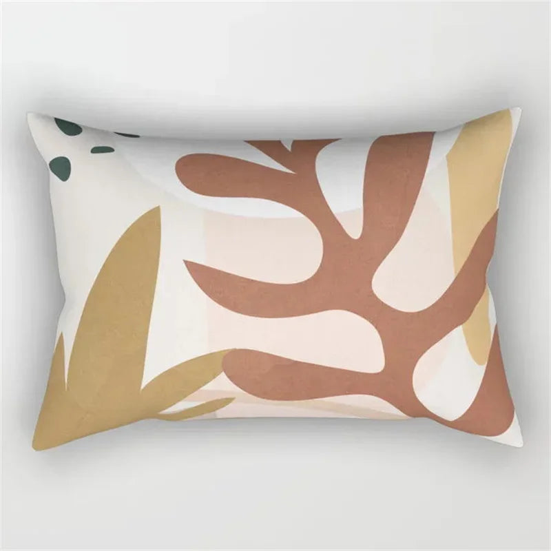 Axyaa Geometric Leaf Plant Print Pillowcase - Modern Nordic Sofa Cushion Cover