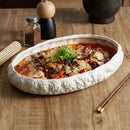 Axyaa Large Deep Steamed Fish Plate - Elegant Ceramic Seafood Platter