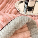 Axyaa Striped Faux Rabbit Fur Blanket: Warm Plush Sofa Throw for Autumn & Winter