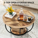 Axyaa Industrial 2-Tier Round Coffee Table with Storage Shelves