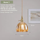 Axyaa Amber Glass Pendant Light Brass Vintage Adjustable Hanging Lamp