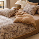 Luxury Milk Velvet Bedding Set, Floral Duvet Cover, Warm Flannel Fleece Linens