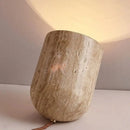 Axyaa Natural Yellow Travertine Stone Table Lamp, E27 Bedside Indoor Lighting for Bedroom, Living Room, Study