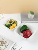 Axyaa Large Plastic White Square Bowl Set - Ideal for Soup, Noodles, Oatmeal, and Salad