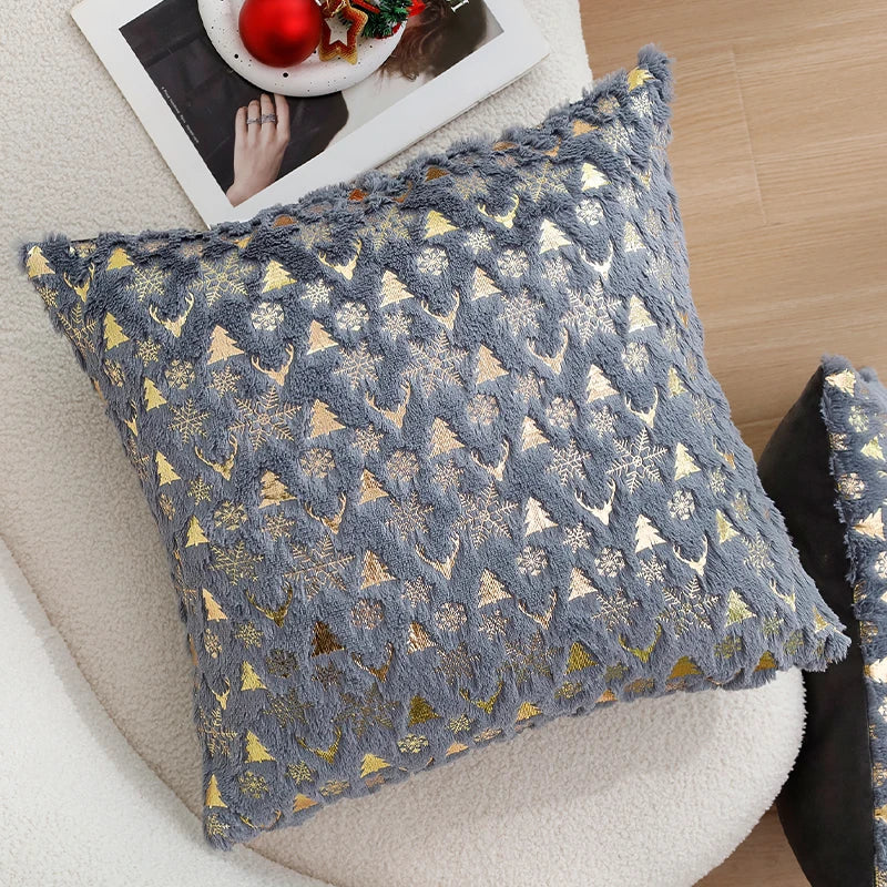 Axyaa Tree Deer Snowflake Cushion Cover 45x45cm for Home Decor & Christmas Party