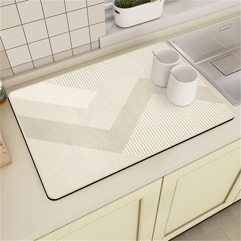 Axyaa Striped Geometry Kitchen Mat Set