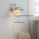 Axyaa Iron Wood LED Wall Light with Pull Chain Switch & White Glass Rotation