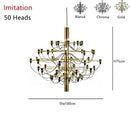 Axyaa 50-Head Gold Silver LED Chandelier for Living Room Bedroom Kitchen