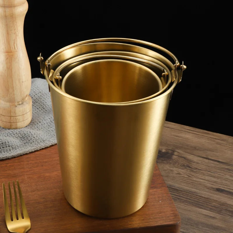 Axyaa Stainless Steel Ice Bucket with Handle for Bar Party - 0.7L