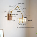 Axyaa Cube Glass LED Wall Lights - Walnut Wood Finish