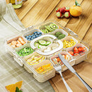 Axyaa Snackle Box: Clear Divided Serving Tray with Lid and Handle