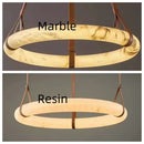 Axyaa Classic Marble Ring Chandelier LED Pendant Light Fixture Brown Leather Belt Lamp