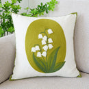 Axyaa Embordered Floral Pillow Cover Plant Leaves Pink Yellow Orange 45x45cm Home Decoration