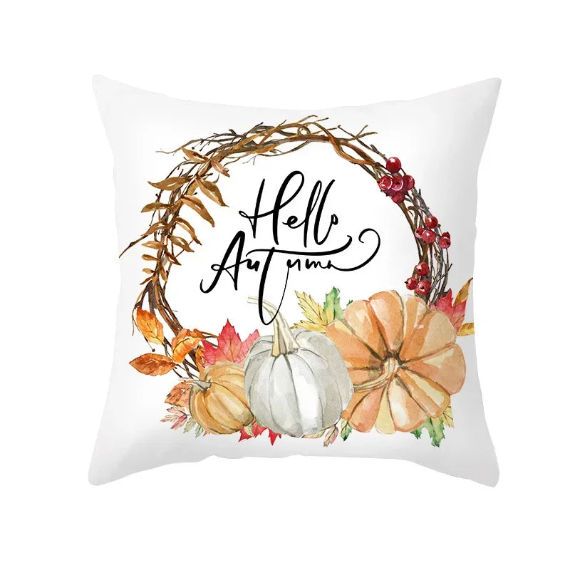 Maple Pumpkin Autumn Pillowcase Sofa Seat Cushion Cover by Axyaa