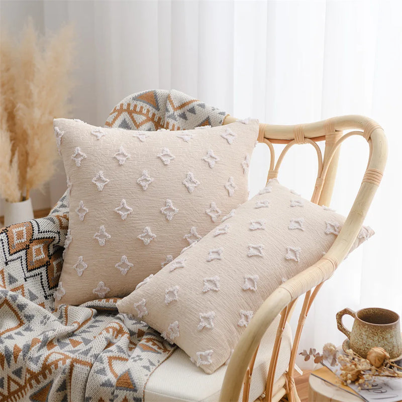 Cotton Geometric Star Pillow Cover 45*45cm for Sofa Living Room, Axyaa Home Decor