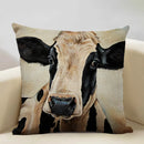 Axyaa Cattle and Sheep Cushion Cover for Home Decor - 45x45cm Linen Pillow