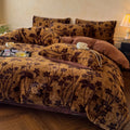 Axyaa Winter Coffee Fleece Quilt Set - Thickened Imitation Rabbit Hair - 4 Piece