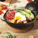 Axyaa Asian Clay Pot with Lid - Restaurant Grade Shallow Stone Bowl for Cooking Rice