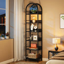 Axyaa 6-Tier Tall Arched Bookshelf: Freestanding Narrow Corner Display Shelves
