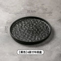Axyaa Black Ceramic Round Steak Plate for Elegant Dining