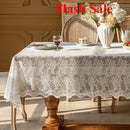 Axyaa Lace Tablecloth - White Retro French Cover for Tables