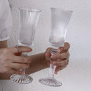 Axyaa Ribbed Glass Goblet & Flutes Set for Elegant Occasions
