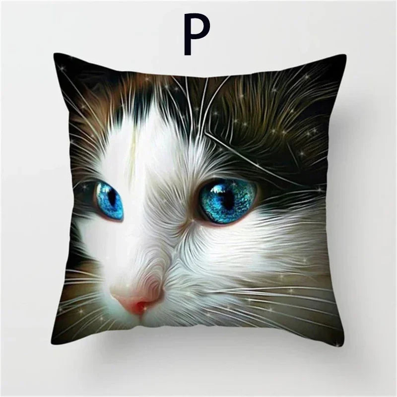 Cat Pattern Cushion Cover 45x45cm - Ideal Sofa & Home Decor Gift by Axyaa