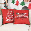 Axyaa Christmas Letter Print Fleece Pillow Cover with Curved Lace - Home Decor