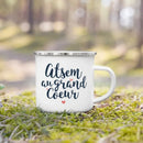 Enamel French Printed Coffee Cup with Handle - Best Thanks Gift for Atsem by Axyaa