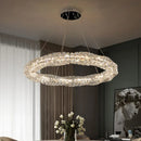 Axyaa Luxury Crystal Pendant Chandelier Dimmable Round LED Living Room Lamp