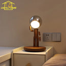 Axyaa Moon Penalty Wood Desk Lamp USB Rechargeable Stepless Dimming Bedroom Bedside