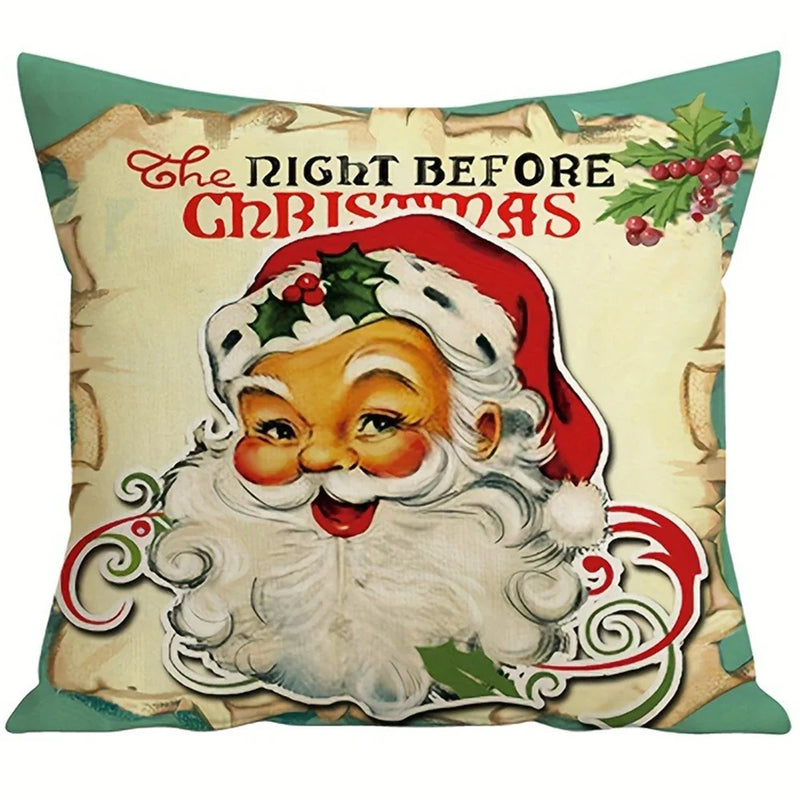 Axyaa Retro Santa Claus Fawn Pillowcase - Christmas Home Decor