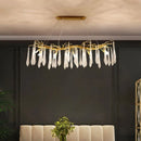 Axyaa Round Gold Crystal Chandelier - Modern Hanging Light for Kitchen, Living, Dining, Bedroom