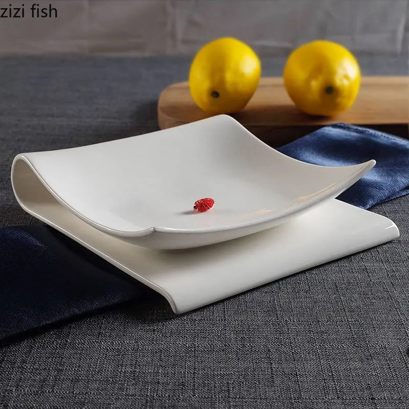 Axya Modern Ceramic Dinner Plates Set for Steak, Sushi, and Desserts