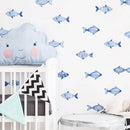 Axyaa Blue Geo Fish Wall Decals for Boy's Room