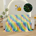 Axyaa Luminous Rainbow Unicorn Pegasus Star Flannel Blanket - Machine Washable Printing and Dyeing Blanket