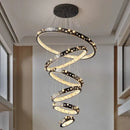 Axyaa Crystal Chandelier Stair Pendant Lamp Living Room Interior Lighting Home Decoration