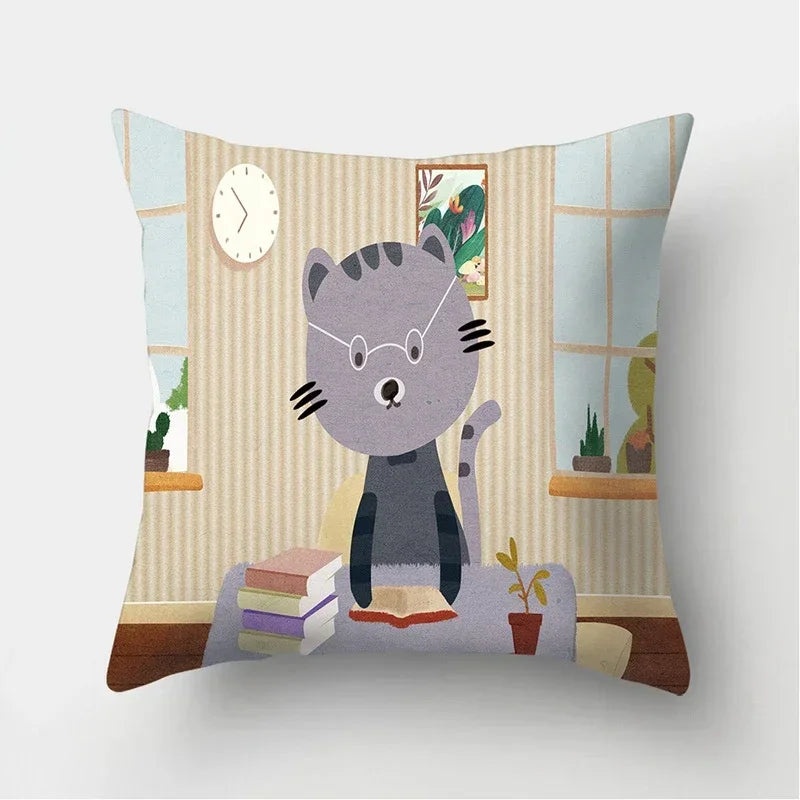 Cat Pattern Cushion Cover for Axyaa Brand Decorative Throw Pillow.