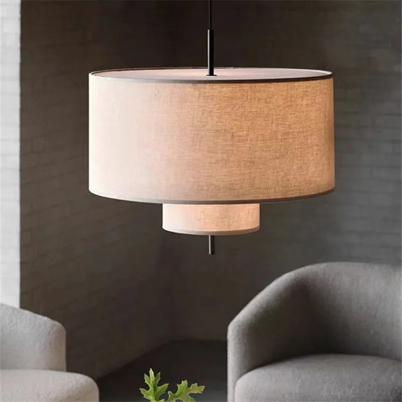 Axyaa Beige Cloth Pendant Lamp for Modern Living Room, Bedroom, Restaurant Decor