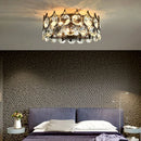 Axyaa Black Iron Crystal LED Chandelier: Modern Round Ceiling Light for Living Room