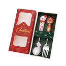 Axyaa Christmas Spoon Fork Set 2/4Pcs, Festive Dessert Fruit Fork, Santa Elk Doll Spoon