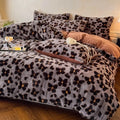 Axyaa Winter Coffee Fleece Quilt Set - Thickened Imitation Rabbit Hair - 4 Piece