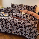 Axyaa Winter Coffee Fleece Quilt Set - Thickened Imitation Rabbit Hair - 4 Piece