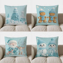 Winter Festive Tree & Gifts Pillow Cover by Axyaa - Sofa Bedroom Car Cushion Cover