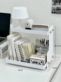 Axyaa Acrylic Desk Organizer Two-layer Storage Rack for Office Stationery and Cosmetics