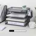 Axyaa Mesh Collection Black 4-Tier Desktop Document Tray Organizer